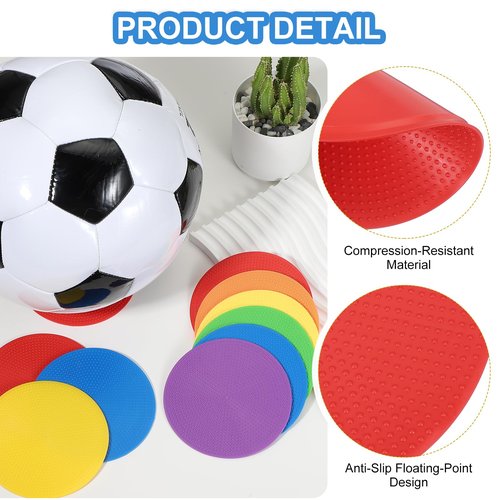 PATIKIL Spot Markers 4 Inch, 6 Pcs Non-Slip Floor Dots Agility Markers Flat Field Cones Poly Dots for Gym PE Speed Training Dance Soccer Basketball Sports, Red