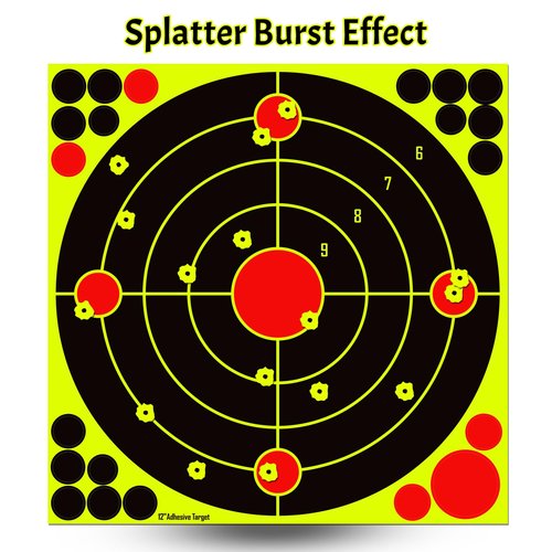 LikeLety 25 Pack 12x12 Inch Splatter Adhesive Targets Stickers for Outdoor Indoor Shooting Practice