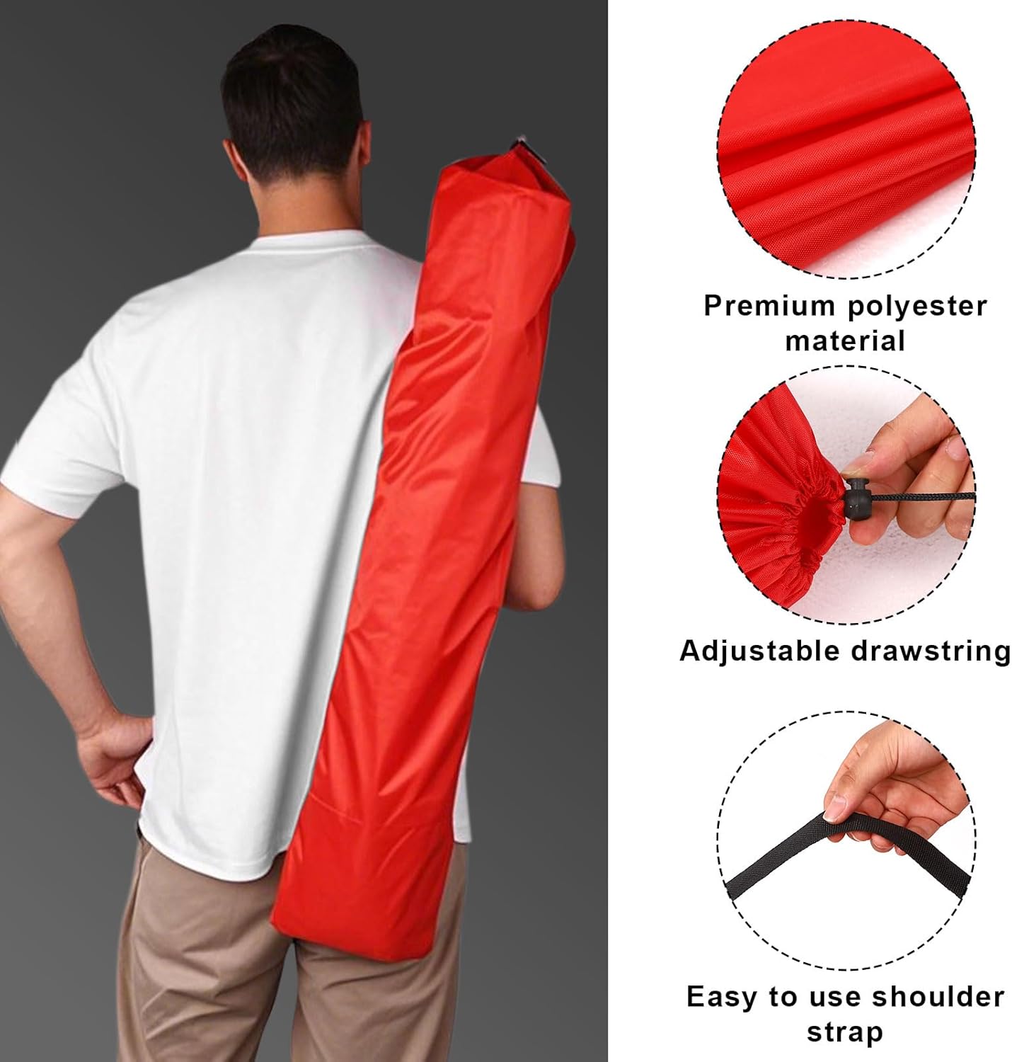 2pcs Camp Chair Replacement Bags, 36.22x9.84 Inch Polyester Durable Travel Outdoor Folding Chair Carry Bags with Shoulder Strap and Drawstring for Camping Hammock Yoga Mat Tripods (Red)
