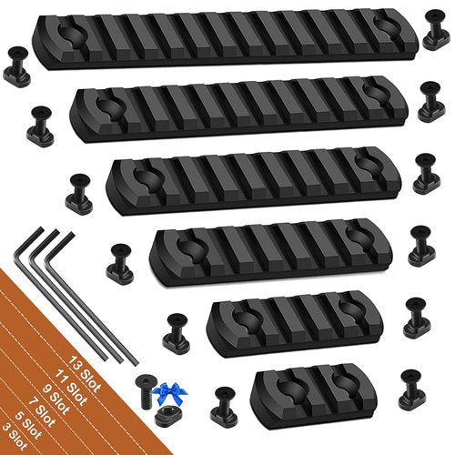 REERON Single Picatinny Rail Set 3 5 7 9 11 13 Slots with 13 T-Nuts & Screws, 3 Allen Wrench