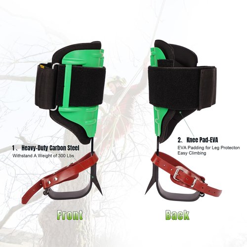 Tree Climbing Spikes for Climbers, Tree Climbing Gear Tree Climbing Gaffs with Soft Padding Height Adjustable,Climbers Arborist Equipment for Tree Fruit Picking,Logging (A)