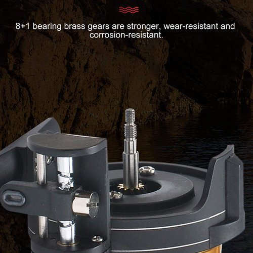 Inline Ice Fishing Reel, All Metal Fishing Wheel 3.6:1 Positioning with Magnetic Automatic Line Out Device for Raft, Lake, Sea, Rock Fishing (Left Hand)