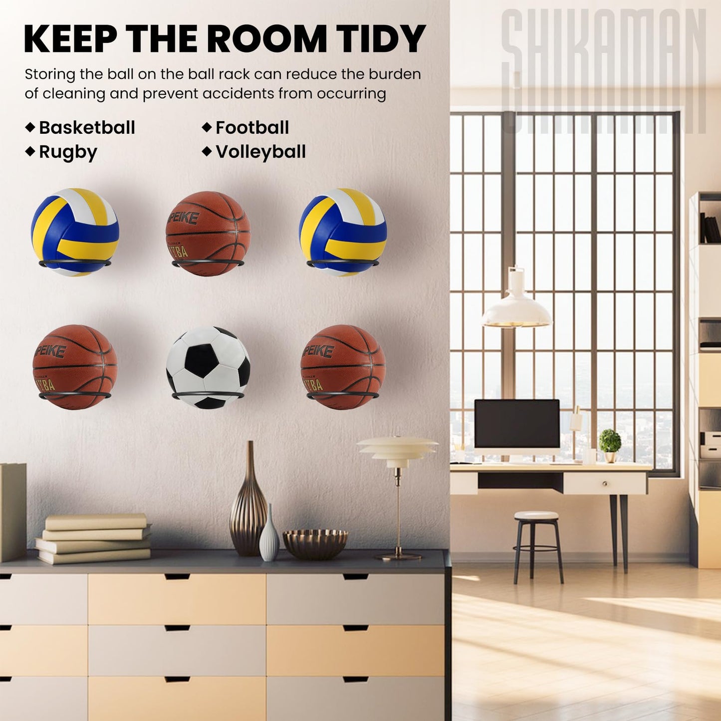 Ball Holder Wall Mount,Basketball Football Stand Ball Storage Set of 2