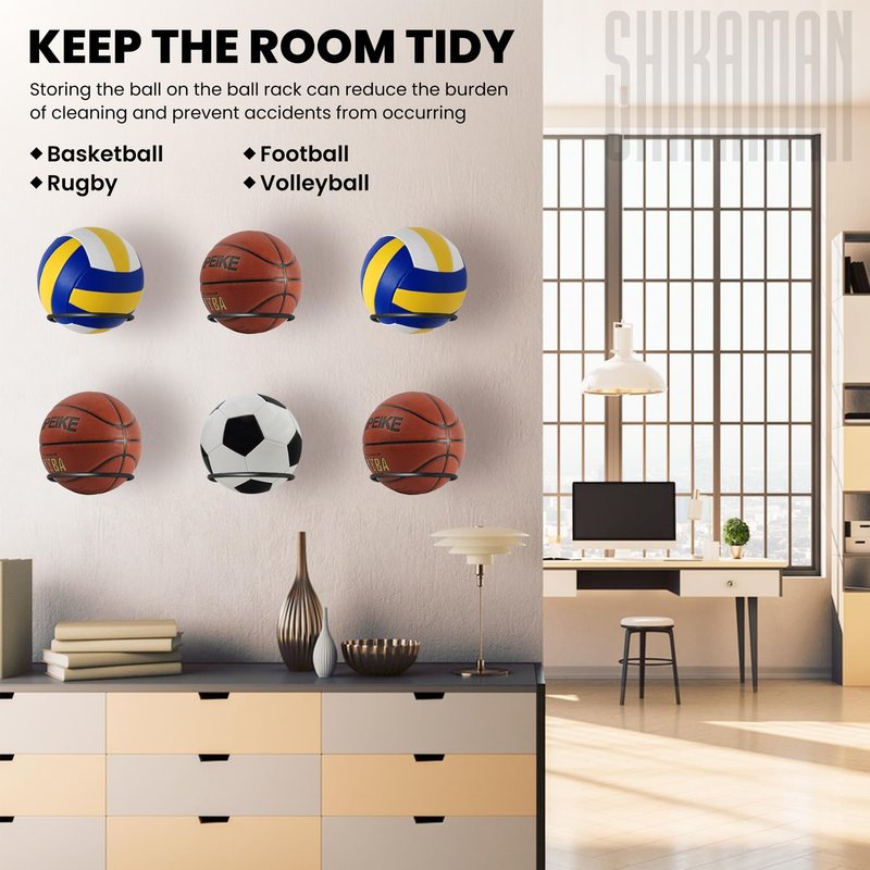 Ball Holder Wall Mount,Basketball Football Stand Ball Storage Set of 2