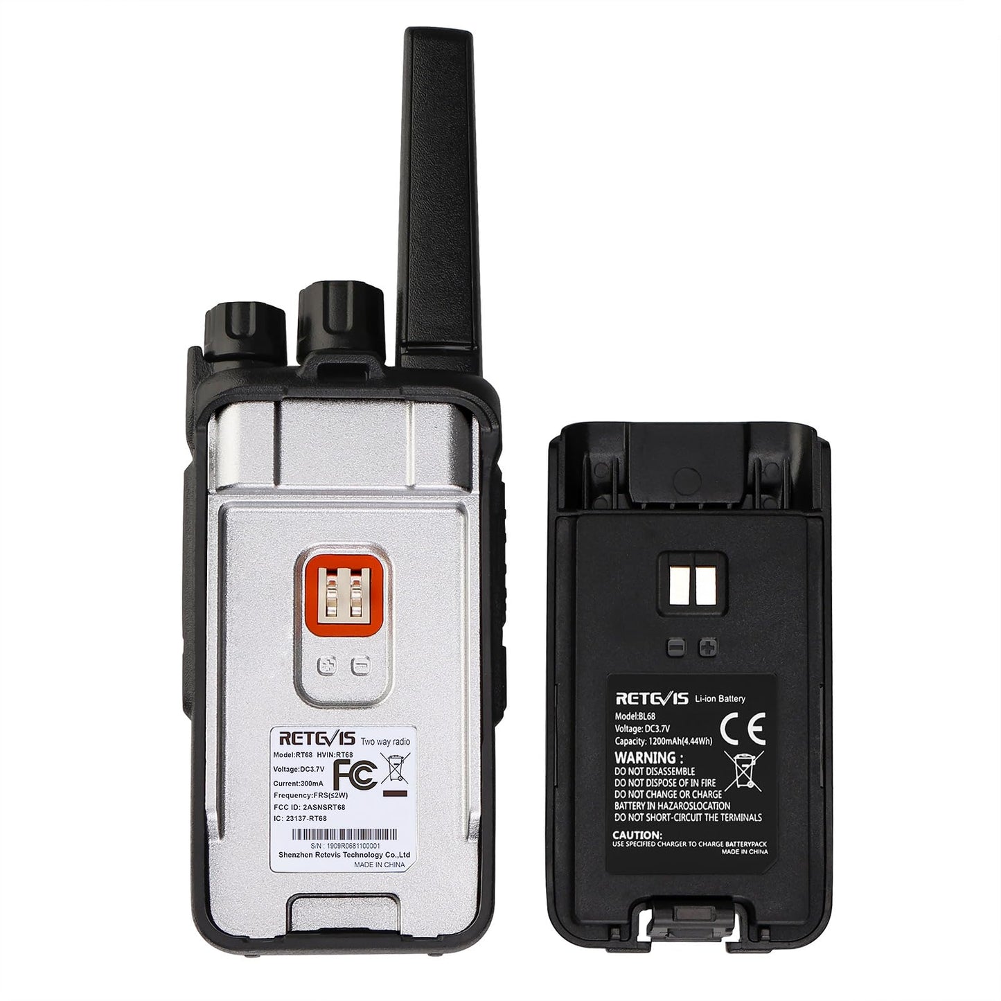 Retevis RT68 FRS Walkie Talkies for Adults Long Range (2 Pack)