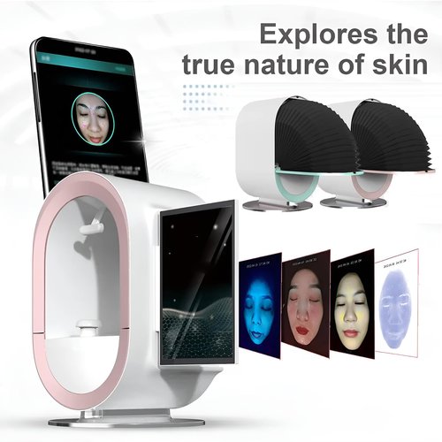 Facial Skin Testing Machine 3D Skin Moisture Analyzer Facial Scanner Analyzer Skin Analyzer Machine,Gold-13.3inch