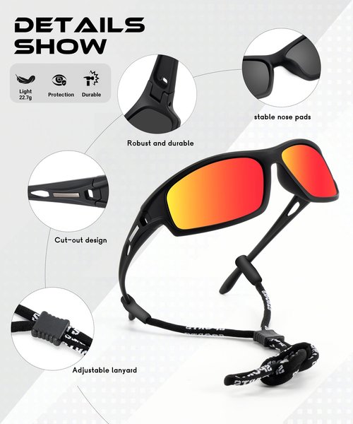 OUKEMAX Polarized Sunglasses Men Sports-Sunglasses: Wrap Around Sun Glasses for Running Cycling Golf UV Protection 3 Pack