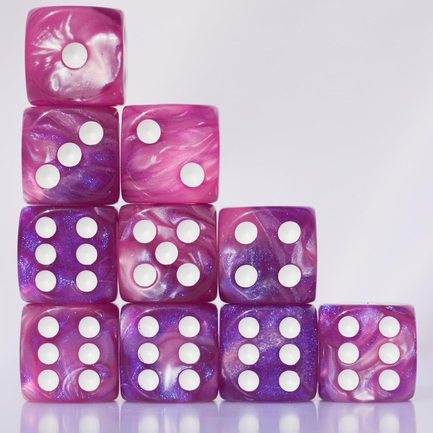20PCS D6 dice 16mm Acrylic Dice Set for RPG MTG DND Dice Table Games and Board Games (Pink+Blue)