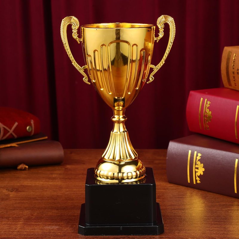 SEWACC Mini Trophy Cup, Plastic Golden Award Trophy with Black Base, Party Favor for Rewards, Winning Prizes, Party Favors, 7.48X3.07 Inch