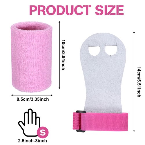 1 Pair Kids Gymnastics Grips for Bars Training - Adjustable Wrist Support with Anti-Slip Palm, Leather Hand Protectors for Girls & Boys 5-12 Years (Breathable, Left+Right Hand) (S)