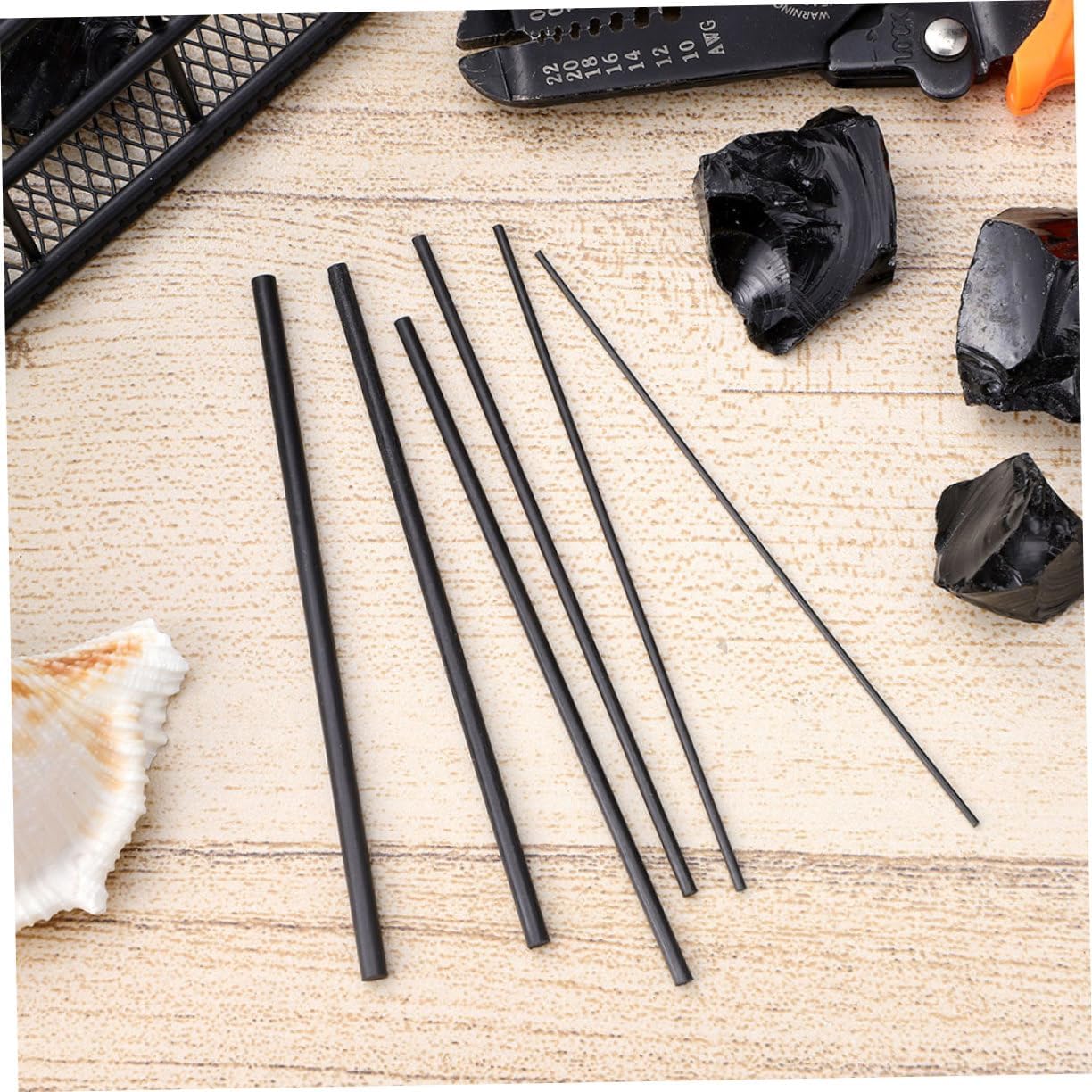 HANABASS Carbon Fiber Rod Repair Kit 12pcs Fishing Rod Tips Replacement Parts for Fly Fishing Stick Freshwater Saltwater Supplies