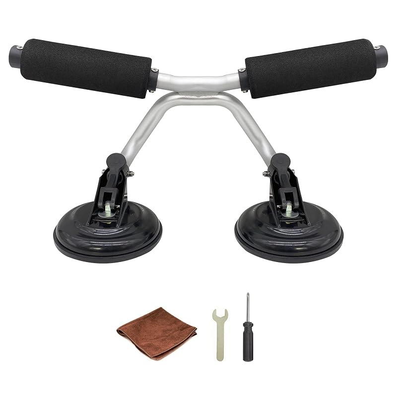 Kayak Roller Load Assist for SUV Car Roof with Suction Cups — Silver Variation