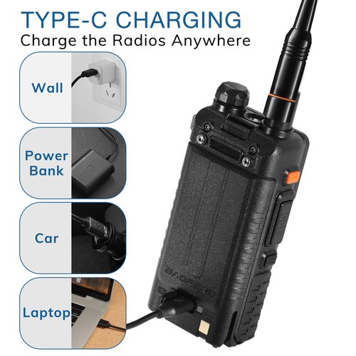BAOFENG UV-5RM Plus 10W Dual Band Ham Radio Handheld, NOAA FM Airband Receiver, Long Range Two Way Radio with 8" & 15" ANT, Programming Cable, 2500mAh Battery USB-C Port, Chirp Compatible, 2 Packs