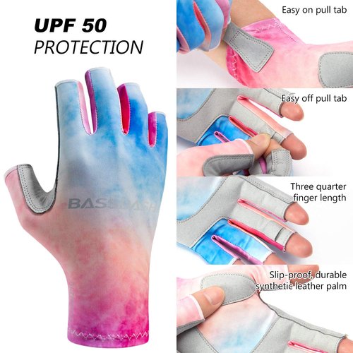 BASSDASH ALTIMATE UPF 50+ Women’s Fishing Gloves UV Sun Protection Fingerless Gloves for Kayaking Paddling Hiking Cycling Driving Shooting Training
