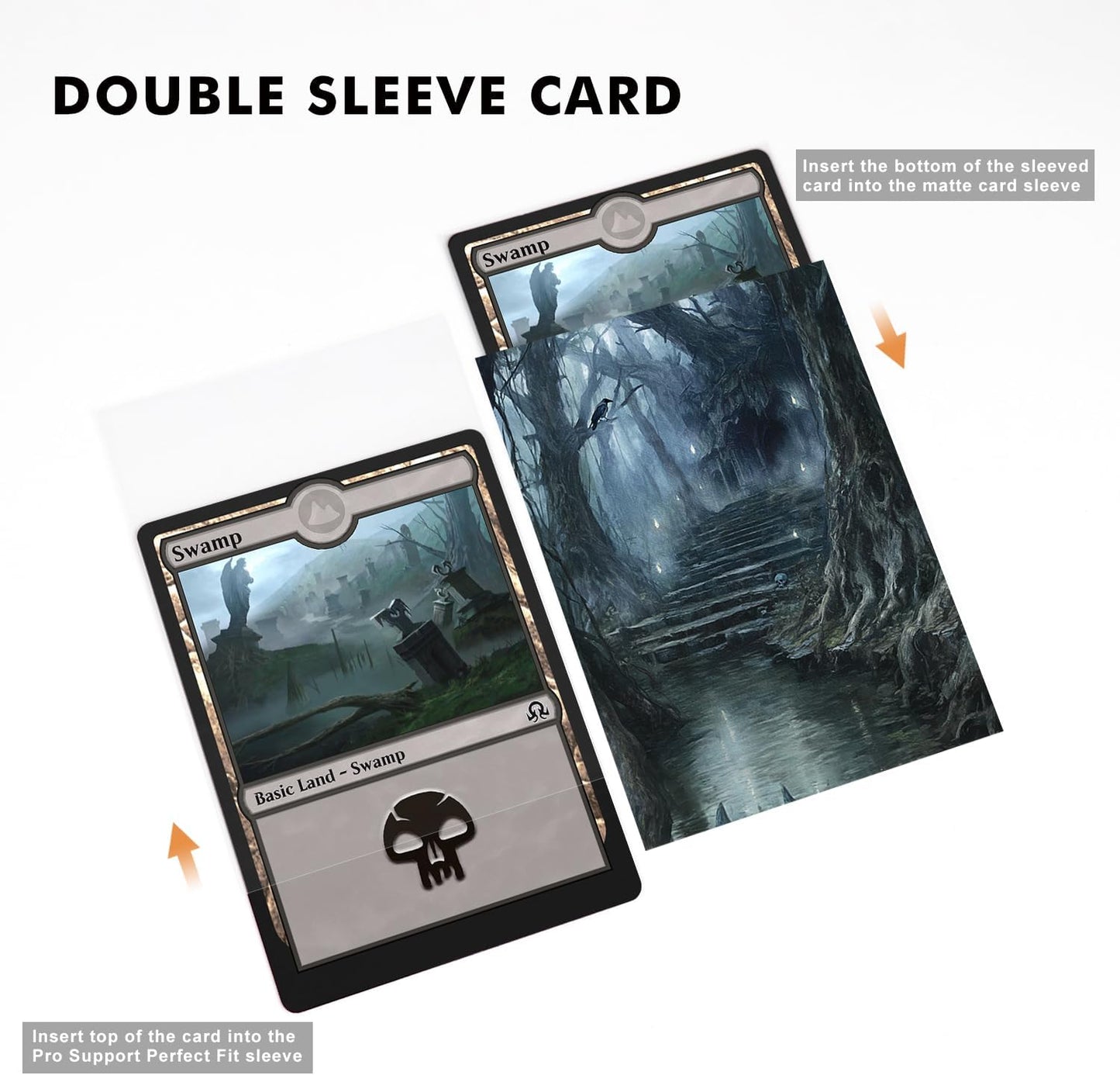 100 Card Sleeves for MTG with 100 Inner Sleeve, Textured Back Art Sleeves, Fit Standard Size Cards - Forest