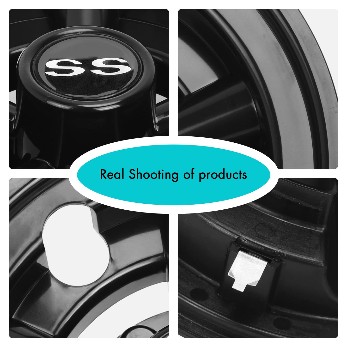 10L0L Golf Cart SS Wheel Covers Hub Caps for EZGO, Club Car, Yamaha - 8 Inch Snap-on Installation, Chrome, Set of 4