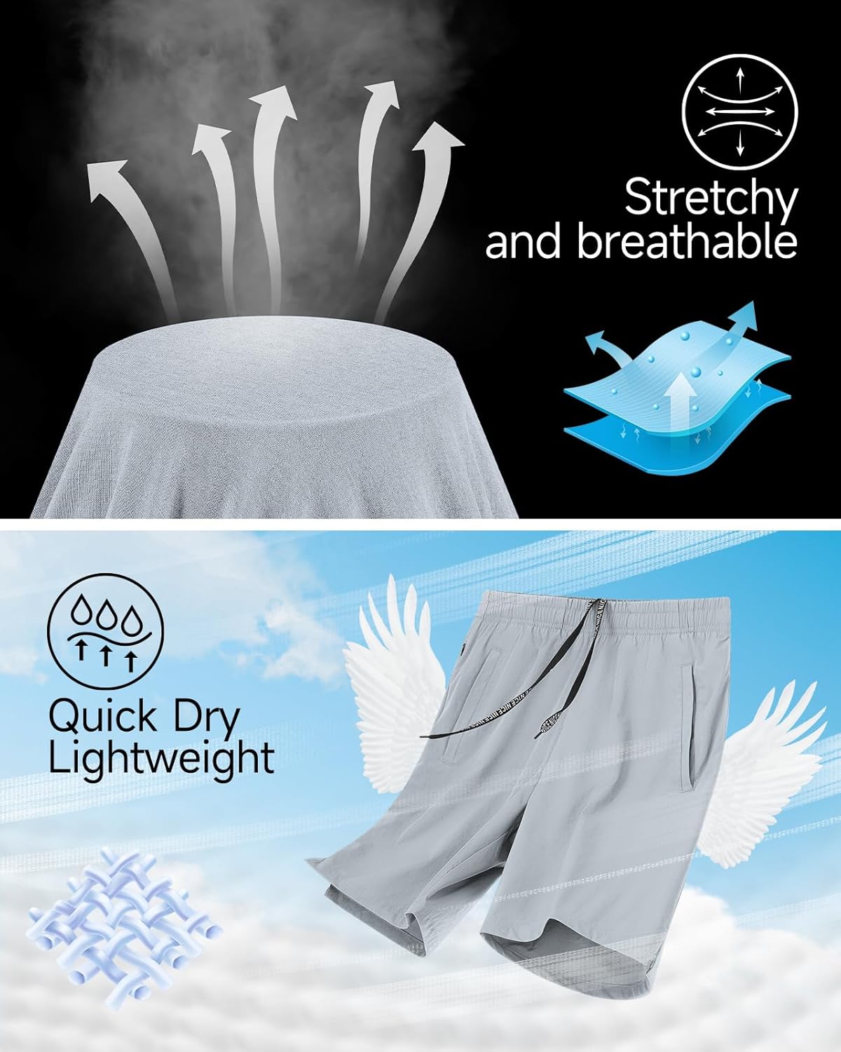 2 Pack Mens Athletic Workout Shorts 7 Inch Quick Dry Gym Shorts with Pockets, Sports Tennis Running Shorts for Men