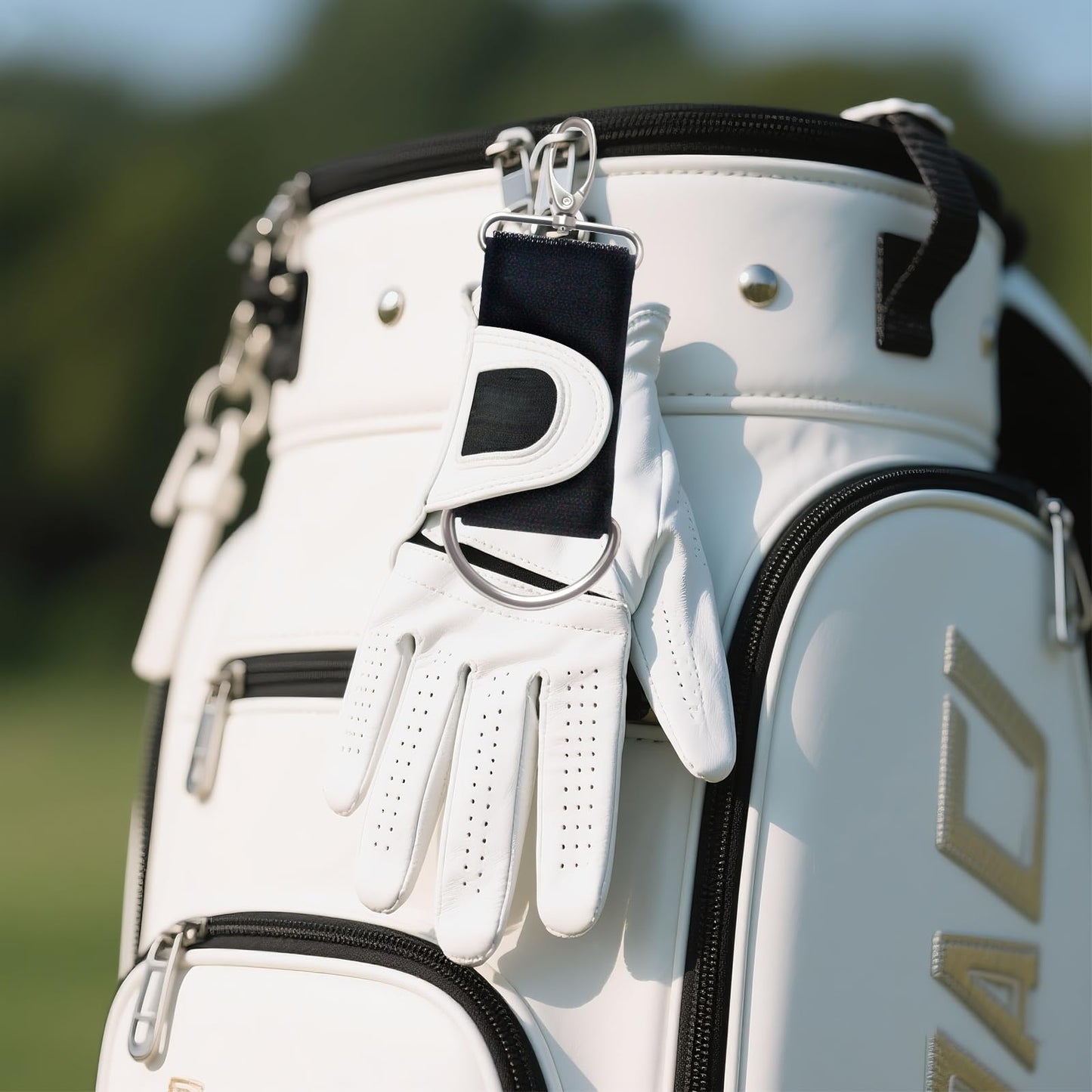 2 Pack Golf Glove Holder with Dual Metal Clips and Keyring, Golf Glove Belt Keeper Strap–Golf Accessory for Secure Glove Attachment to Belt or Bag, Secure Golf Gloves at Waist