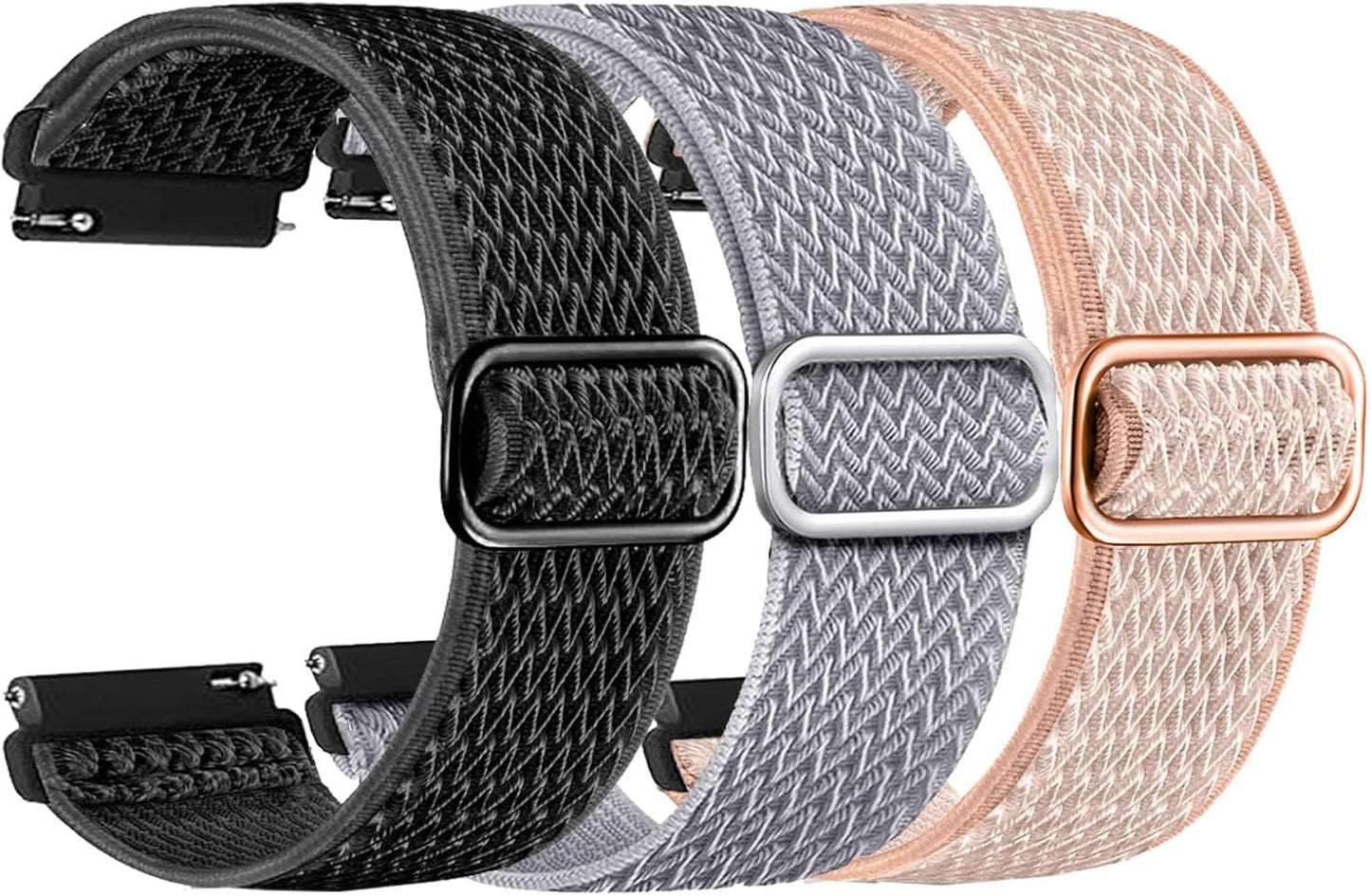 ID208 Plus Smart Watch Bands, 22mm Stretch Breathable Elastic Nylon Bands for Fitpolo/Quican/Aeac/Tensky ID208 Plus Smartwatch Replacement Wristband Adjustable Straps (3-Pack)