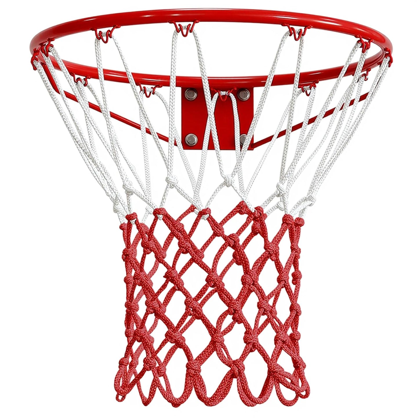 Basketball Net 2 Pack, Heavy Duty Basketball Net Replacement Weather Anti Whip Polyester Basketball Hoop Net Fits Standard Indoor Or Outdoor Court Use - Easy Install (Red White)