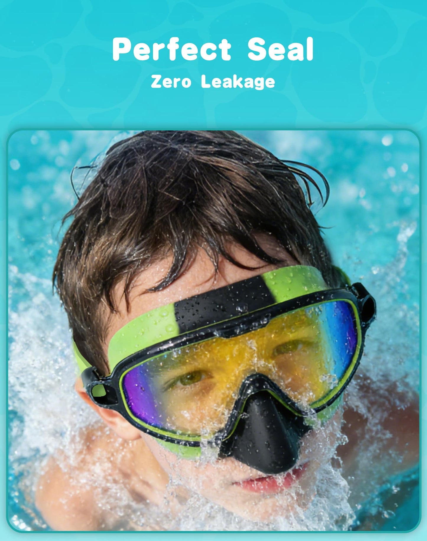 Aegend 2 Pack Kids Swim Goggles with Nose Cover Age 3–14, Anti-Fog UV Protection No-leak, Comfortable Swimming Goggles Pool for Boys & Girls