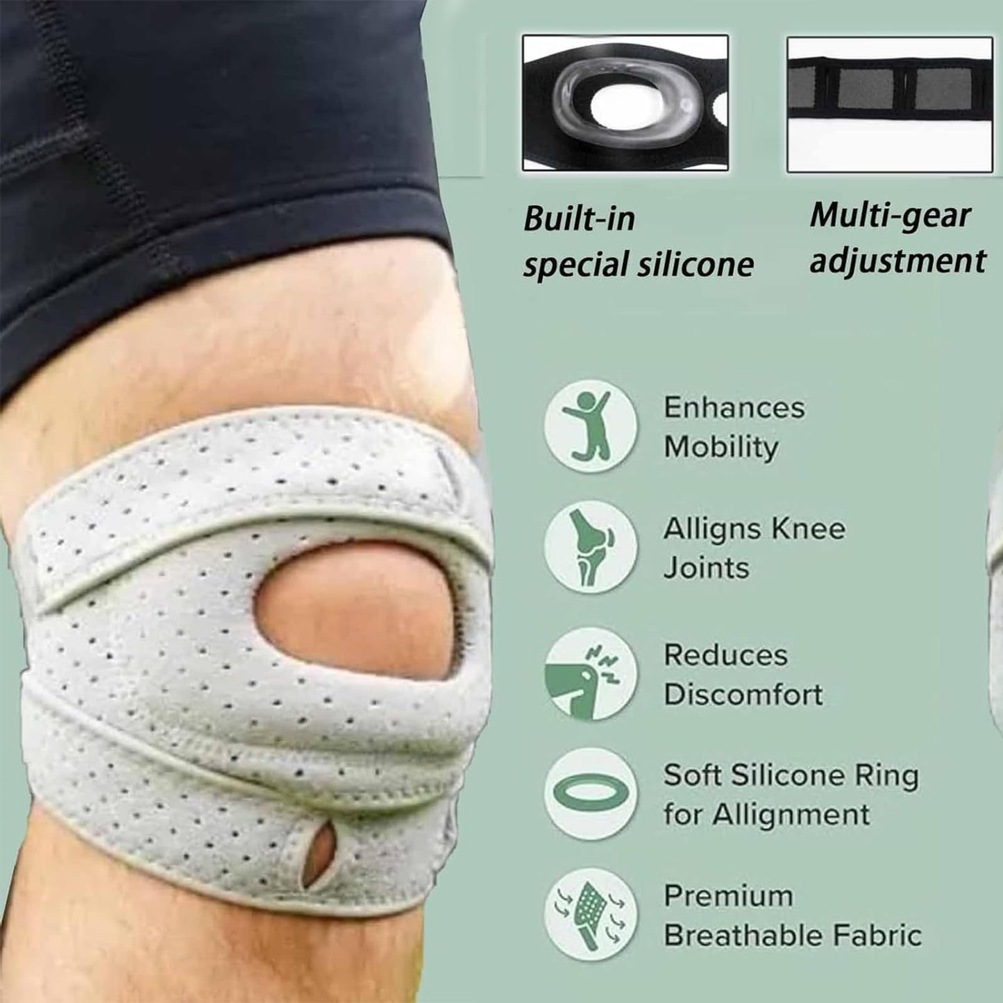 2PCS Wellknee Knee Brace,Knee Brace for Women Men Adjustable Knees Support,Knee Support for Athletes,Knee Joint While You Move for Running Workout