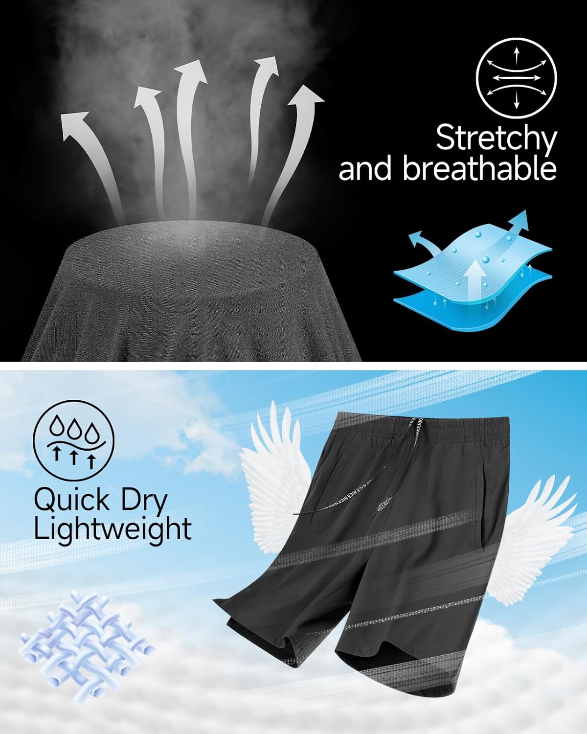 2 Pack Mens Athletic Workout Shorts 7 Inch Quick Dry Gym Shorts with Pockets, Sports Tennis Running Shorts for Men