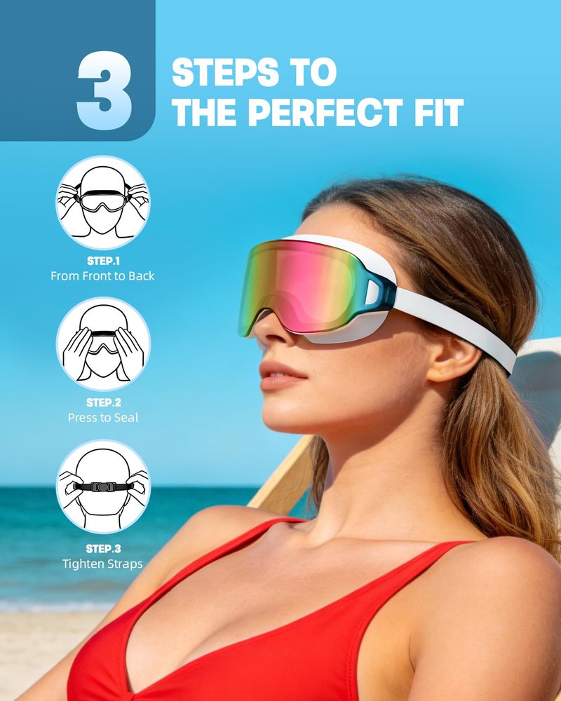Aegend 2 Pack Swim Goggles For Youth Ages 8-16&Adult(Small Faces), Large Frameless Wide View No-Leak Silicone Seal Anti-Fog/UV, with Earplugs Nose Clips Mesh Bags for Teens Boys Girls Swimming
