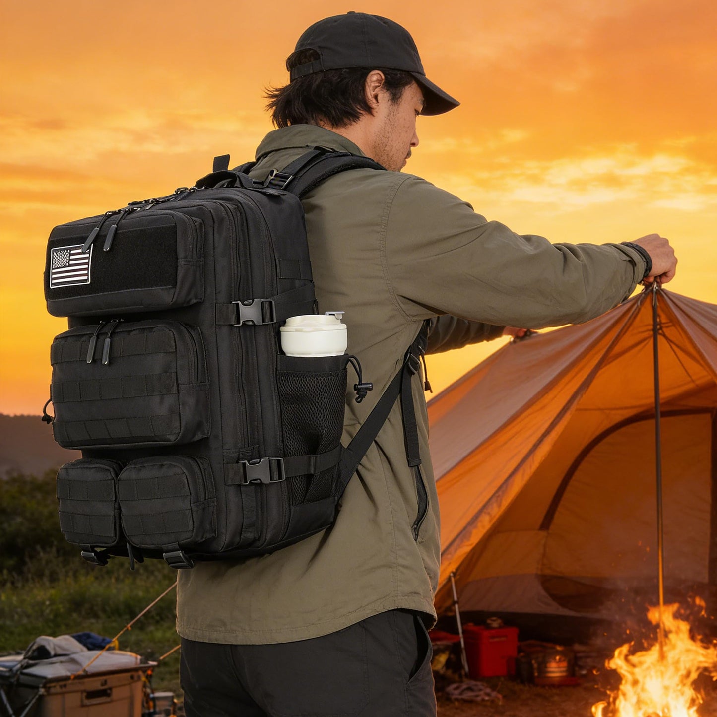 MoonWang 55L Tactical Backpack Heavy Duty Military Rucksack Molle Backpack 3 Day Assault Pack for Work Outdoors