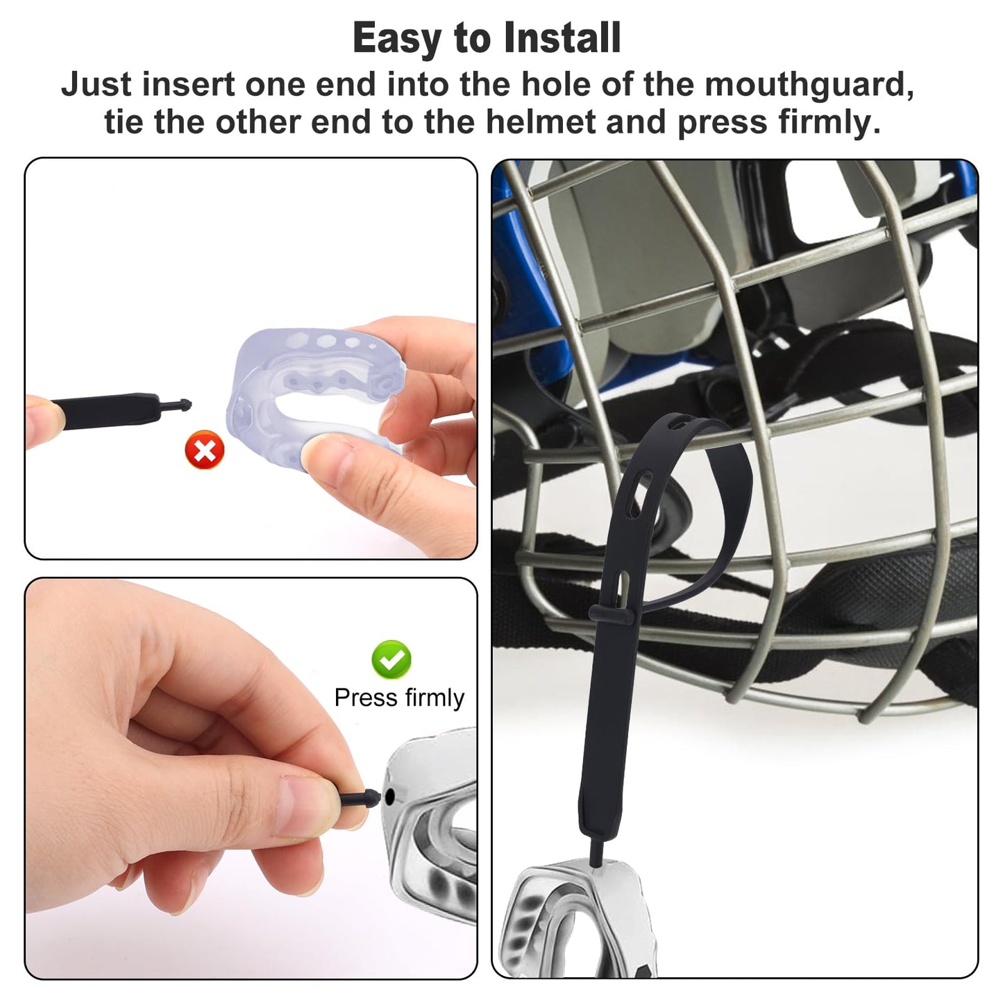 10pcs Rugby Mouth Guard Strap, Football Mouth Guard Tether Only Universal Replacement Strap for Teens Sports Football Rugby Hockey Basketball Boxing for Most Mouthguards (2 Colors)