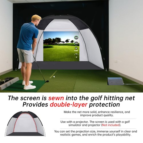 Golf Net, 10x7ft Practice Net with Heavy Tri-Turf Mat, All-in-One Multiple Target Golf Hitting Net, Outdoor Indoor Driving Chipping Training with Target/Mat/Balls/Tee/Bag, Gift for Enthusiasts