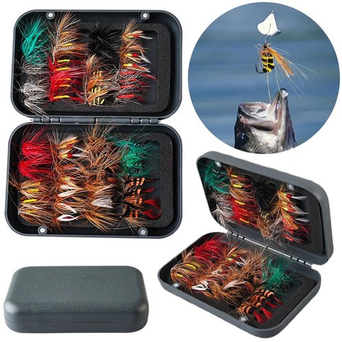 41PCS Fly Fishing Flies Kit with Fly Box for Trout Bass Fishing Include Dry Flies, Wet Flies, Nymphs, Streamers