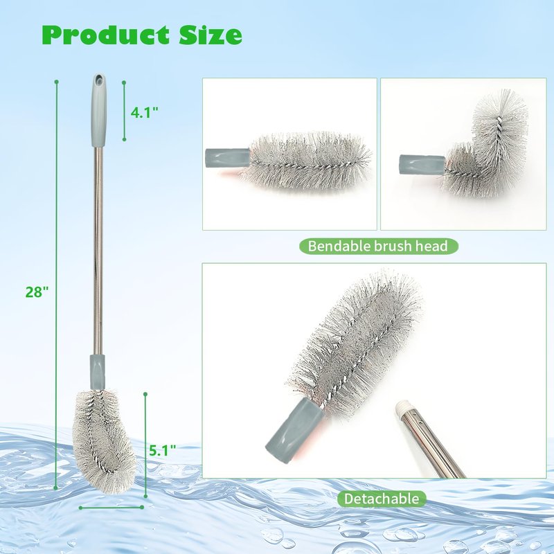 2-Pack Bucket Brush, Kettle Brush, Cleaning Extra Long Bottles, Gallon Jug Cleaner, Water Bottle Cleaner.