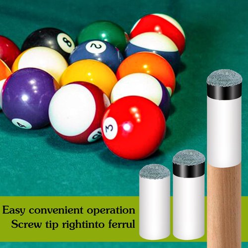 Xindojuz 20 PCS Pool Stick Tips, 12mm Billiard Cue Tips Replacement Repair Kit, Screw-On Snooker Pool Cue Stick Ferrules for Pools Table Cues Stick-Tips Head and Leather Snooker-Stick (Gray)