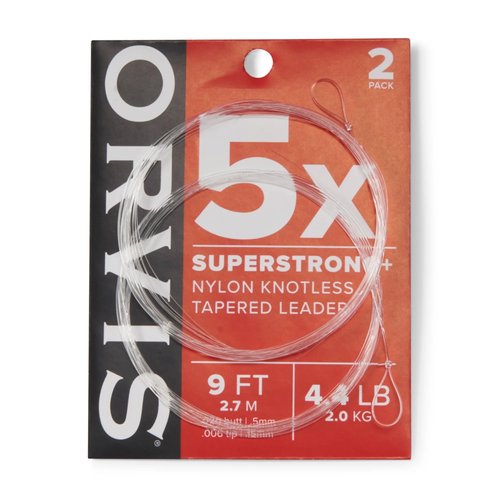 Orvis SuperStrong Plus Leaders - Tough Elastic Tapered Nylon Freshwater Fly Fishing Leader (2pk), 7.5 Foot Length - 6X