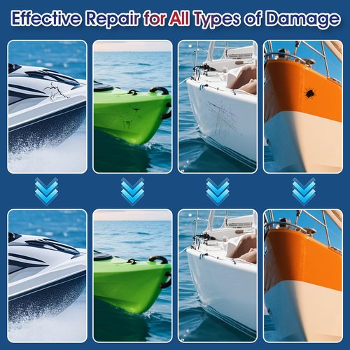 Marine Fiberglass Repair Kit for Boats, Quadence Gel Coat Repair kit for Boats, Fiberglass Repair Kit, Waterproof Epoxy Filler for Kayaks Sailboats Fix Holes, Chips, Deep Cracks, Scratches-Color Match