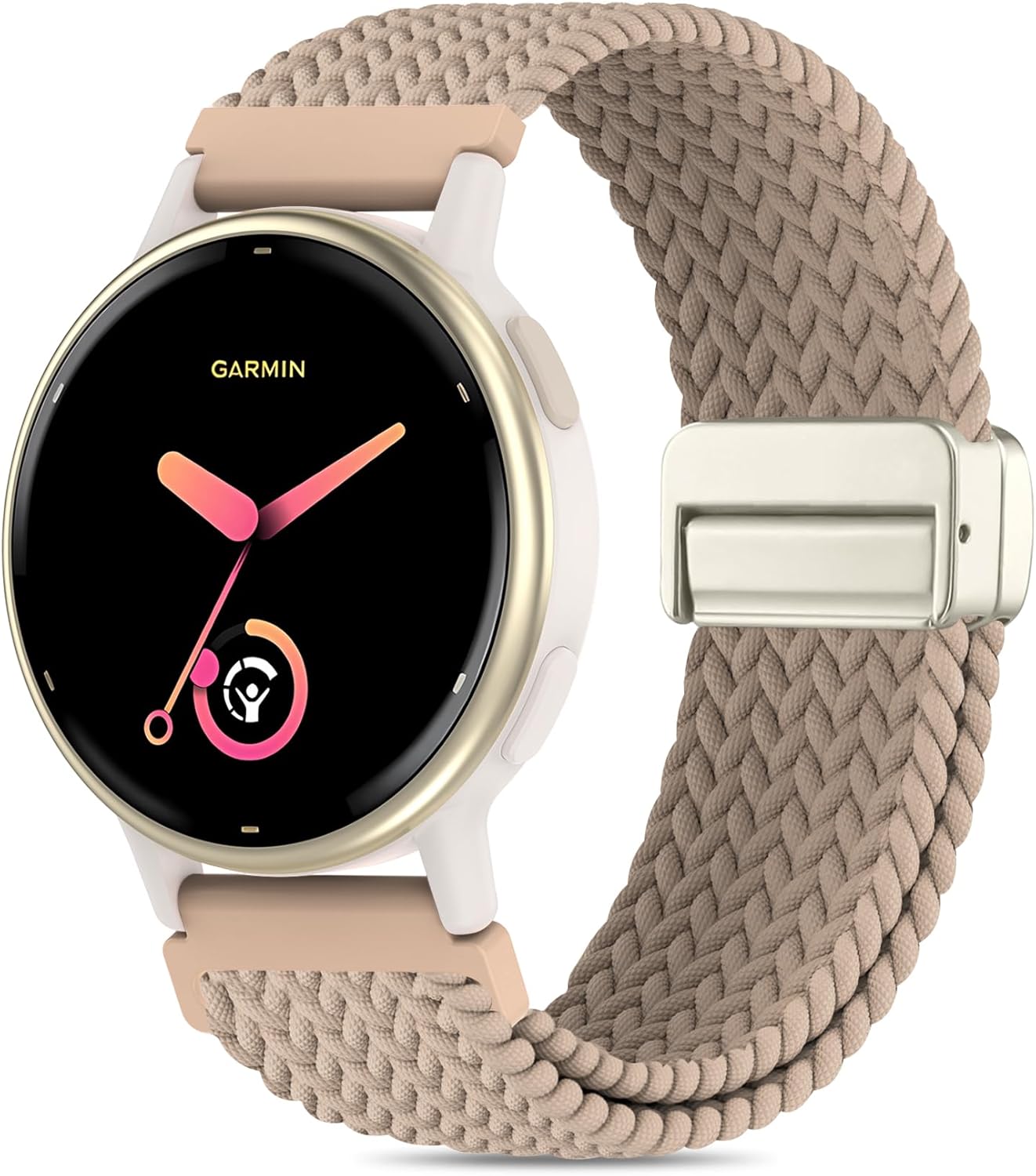 20mm Magnetic Braided Nylon Band Compatible With Garmin Vivoactive 6/Vivoactive 5/3/3 Music Watch Bands, Quick Release Stretchy Strap Replacement for Venu Sq 2/Forerunner 55/165/245/645