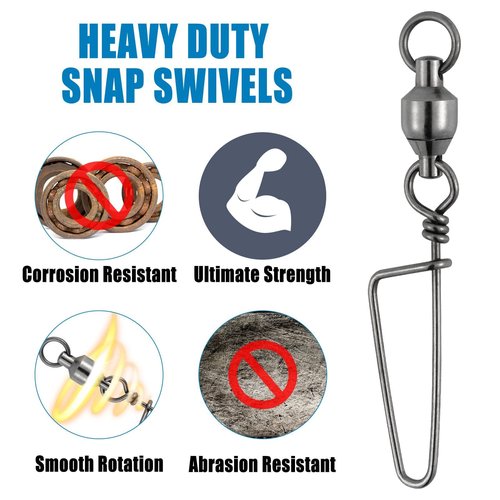 Dr.Fish 20 Pack Ball Bearing Swivels with Snap, Snap Swivels Fishing Tackle Stainless Saltwater & Freshwater Coast -Lock Fishing Clips Terminal Tackle Line Lure Leader Connector 26LB