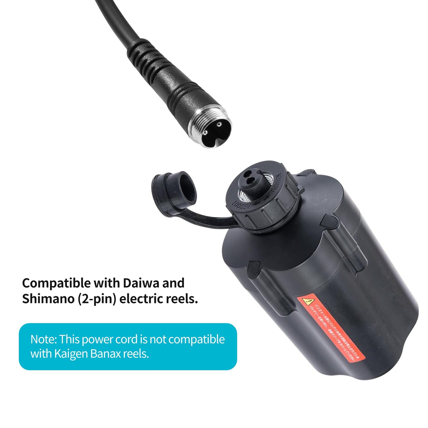 Jwodo Electric Fishing Reel Battery Power Cable - 1.5FT Rust-Proof Power Cord Compatible with Daiwa Tanacom Seaborg Leobritz BeastMaster Shimano Fishing Reel Super Air Cord BM LB Prof PrB ProS