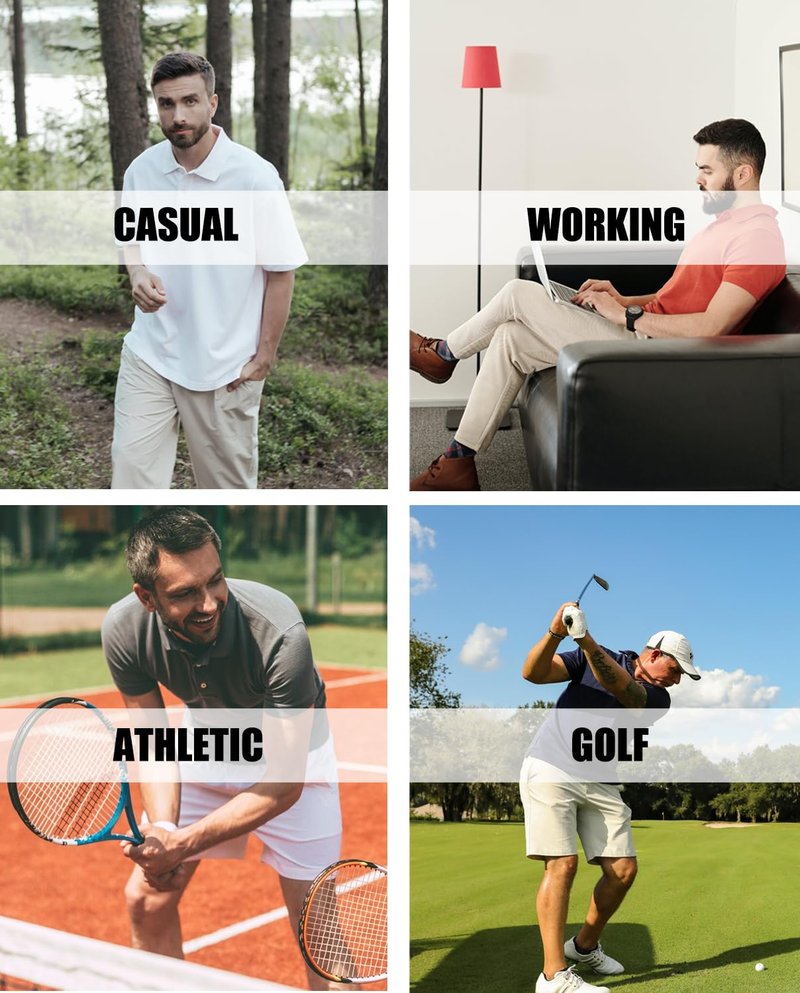MAGCOMSEN Polo Shirts for Men Short Sleeve Collared Golf Shirt with Pocket Moisture Wicking Quick Dry Performance White Polos