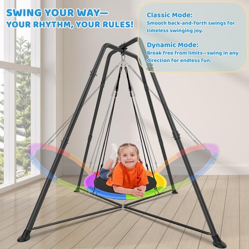 Heavy Duty Swing Frame, 330LBS Metal Swing Stand for Kids and Adults, Fits for Most Swings - for Indoor and Outdoor Use, Black(Seat NOT Included)