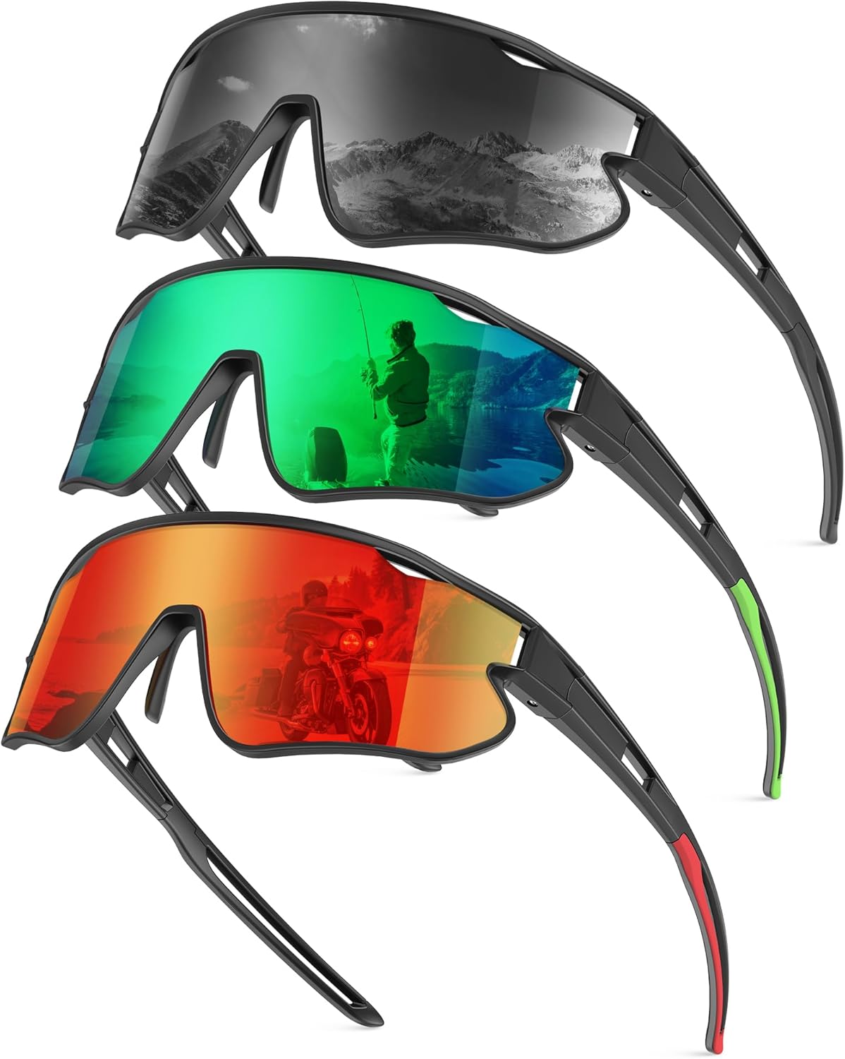 KALIYADI Polarized-Sunglasses Men Polarized Cycling-Sunglasses: Sports Sun Glasses for Running Cycling UV400 Protection