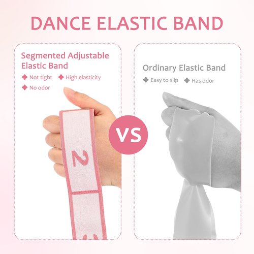 2 Pcs Stretch Bands for Flexibility, Resistance Kids Ballet Dance Exercise Band Stuff Adjustable Stretching Yoga Straps with 8 Loops for Children's Pilates Latin Yoga Equipment (Light Pink)