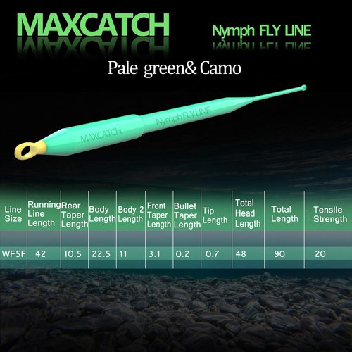 Maxcatch Euro Nymph Fly Fishing Line, Weight Forward Floating, WF2-6F, Double Welded Loops (Pale Green&Camo, WF3F-90FT)