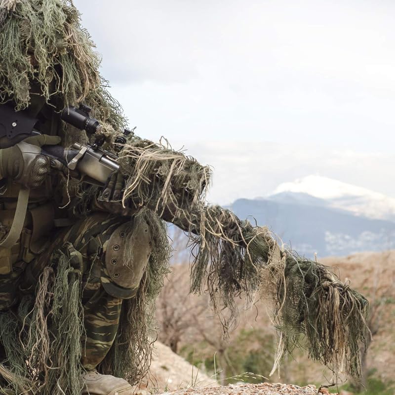 Woodland Ghillie Rifle Cover Wrap with Elastic Strap 4ft (120cm) - GUGULUZA