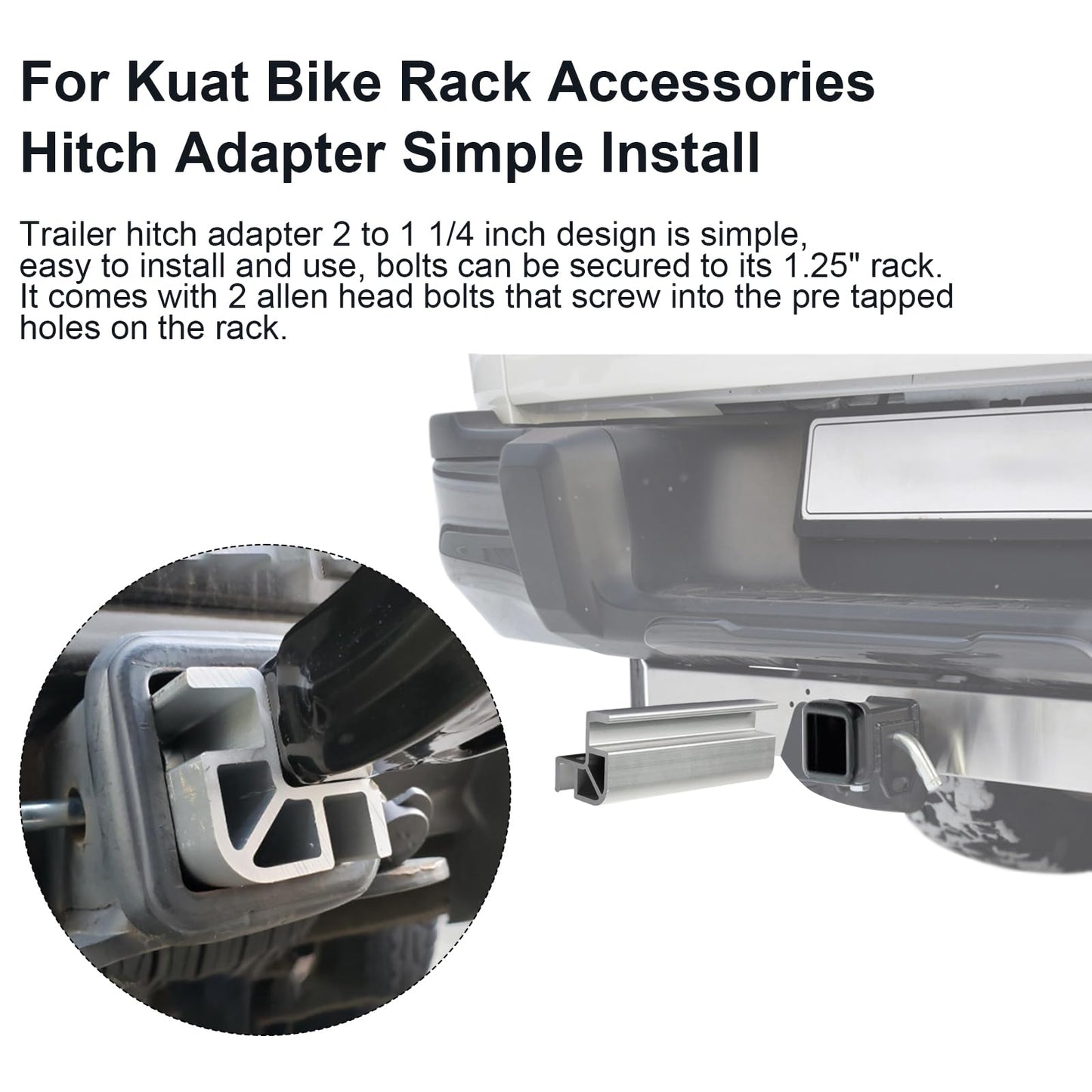 1.25 to 2 inch Hitch Adapter for Kuat Hitch Adapter Riser, D101 Bike Rack Hitch Adapter Replacement for Kuat Bike Rack Parts Compatible with Kuat Sherpa 2.0, NV 2.0, NV Base 2.0, Alpha, Beta Racks
