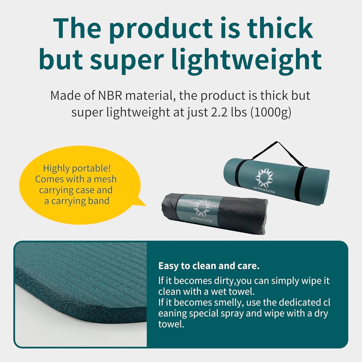 1/2-Inch Extra Thick NBR Yoga Mat with Enhanced Stability - Textured Design, Lightweight Mat with Carrying Strap & Case for Yoga, Pilates, Gym & Home Use (Multiple Colors)