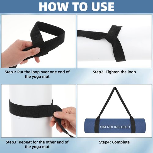 Black Yoga Mat Straps, Yoga Strap for Carrying Mat Multi-purpose Yoga Mat Holder Sling Adjustable Straps Yoga Mat Holder Sling for Most Size Mats (Yoga Mat Not Included)