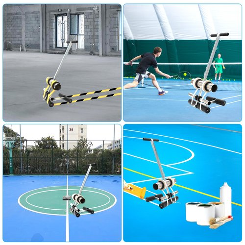 ZQVU Court Line Tape Machine Hand Pushed Floor Tape Applicator Playing Field Line Striping Machines Basketball Court Stencil Kit Width Adjustable Can Draw The Lines and Circles You Want