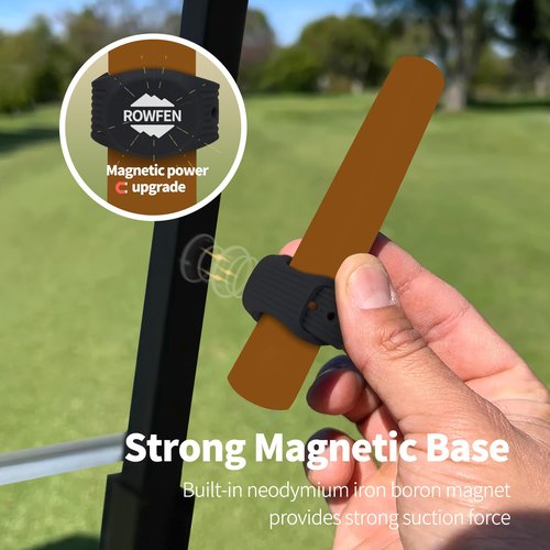 Magnetic Golf Cart Accessories - Adjustable Silicone Stand Clip Holder with Built-in Magnet, Holds 45-70 Rings, Perfect for Golfing, Grilling, Fishing, Travel & Outdoor Adventures (Black)